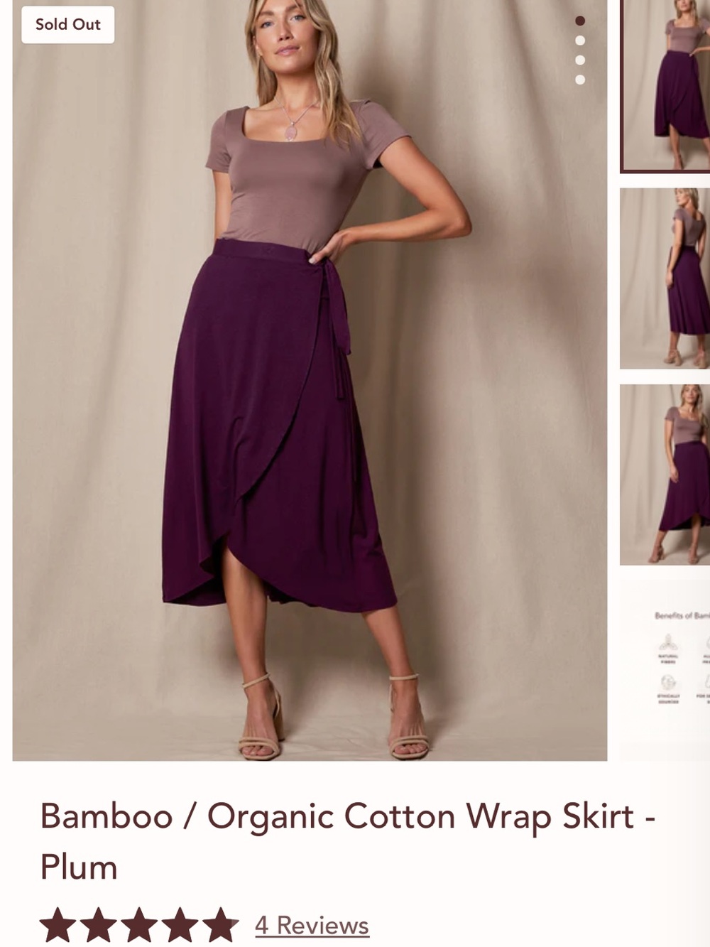 Plum Midi Wrap Skirt with Self-Tie Waist